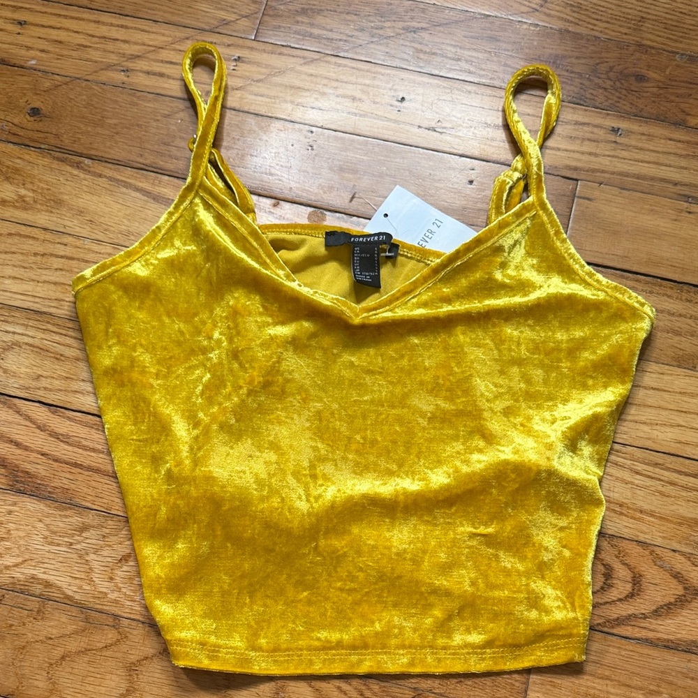 NWT forever 21 velvet yellow cami top size large